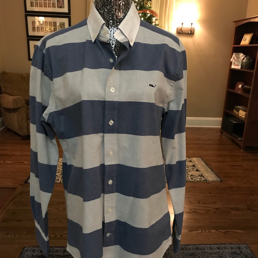 Vineyard Vines Rugby Striped Button Whale Shirt